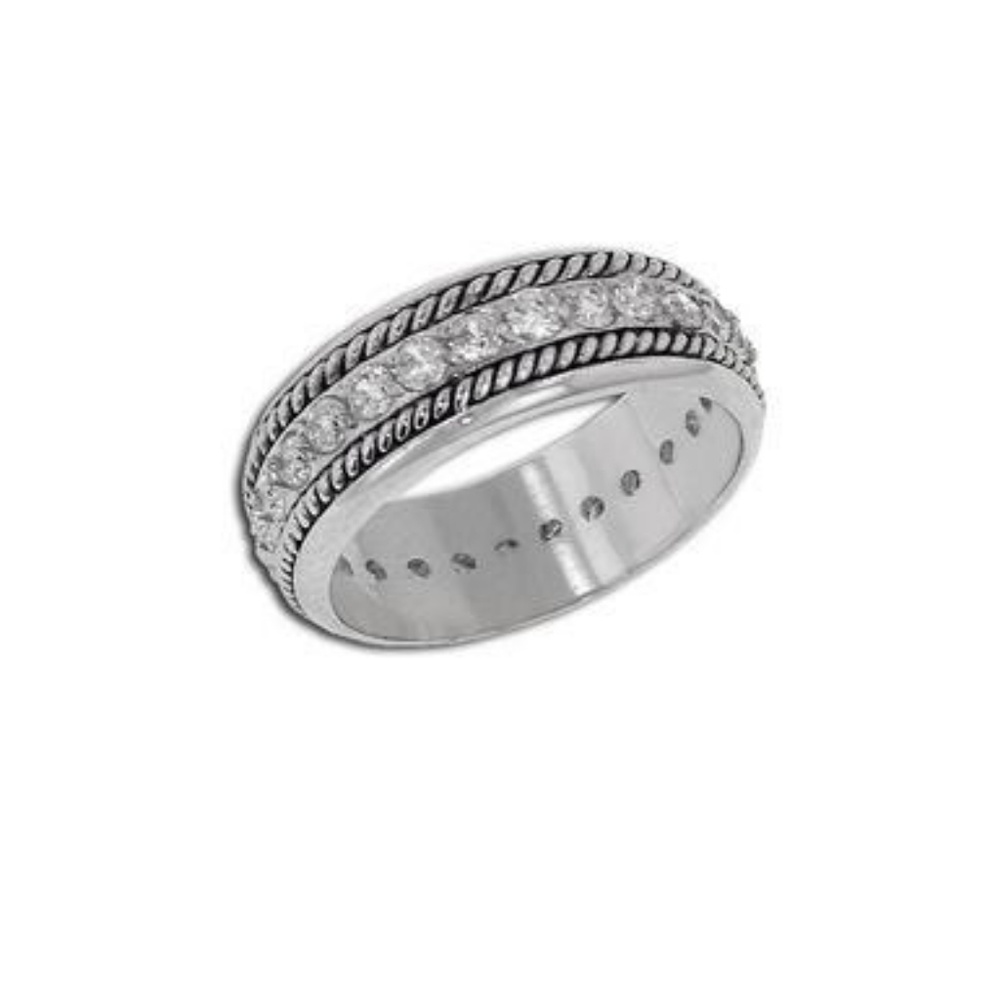 925 Silver Burnished Eternity Ring